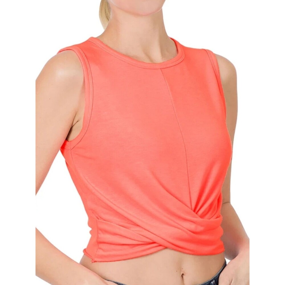 Lilly Pulitzer Luxletic Sleeveless Twist Front Crop Top In Coral Orange, S